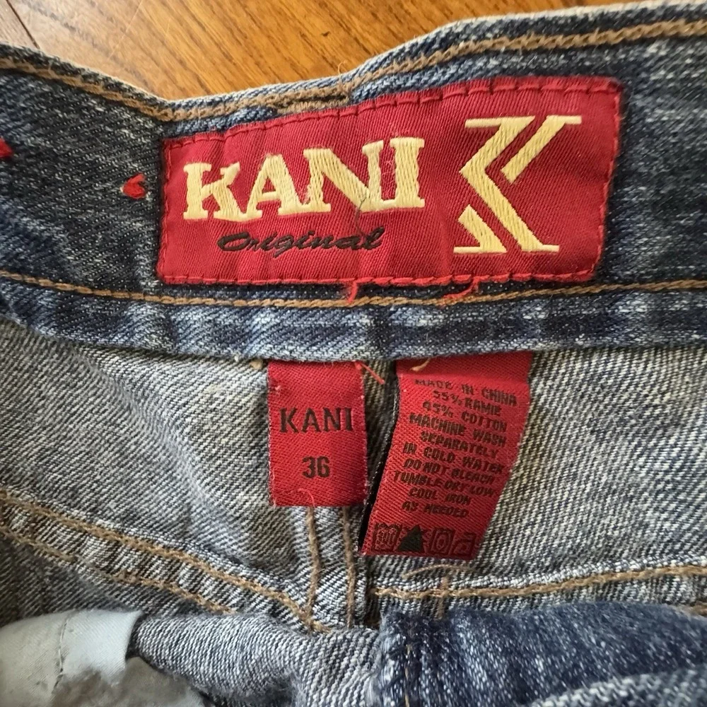 Vintage Y2K Karl Kani Blue Denim Skater Hip Hop Baggy Loose Jean Shorts Men's 36